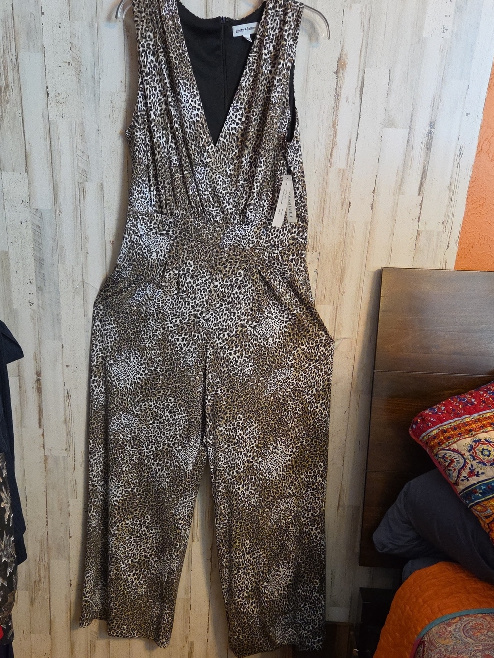 Shelby & Palmer Sleeveless Leopard-Print Jumpsuit in Brown and Black